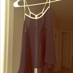 Navy sheer tank top with white bows!